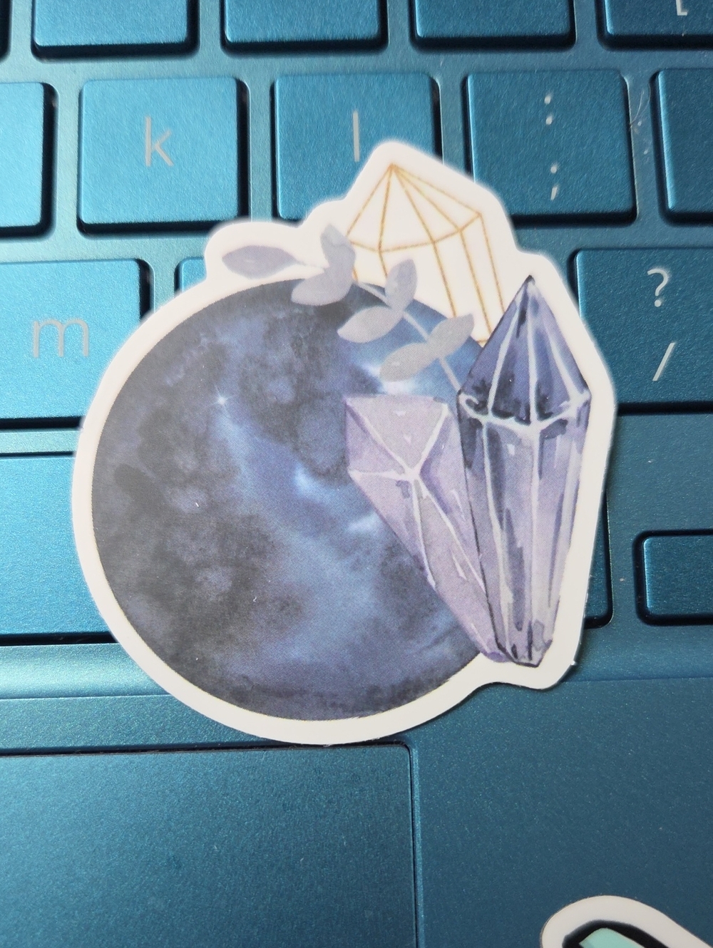 Blue Crystal Moon Decal - Home Wall Decor